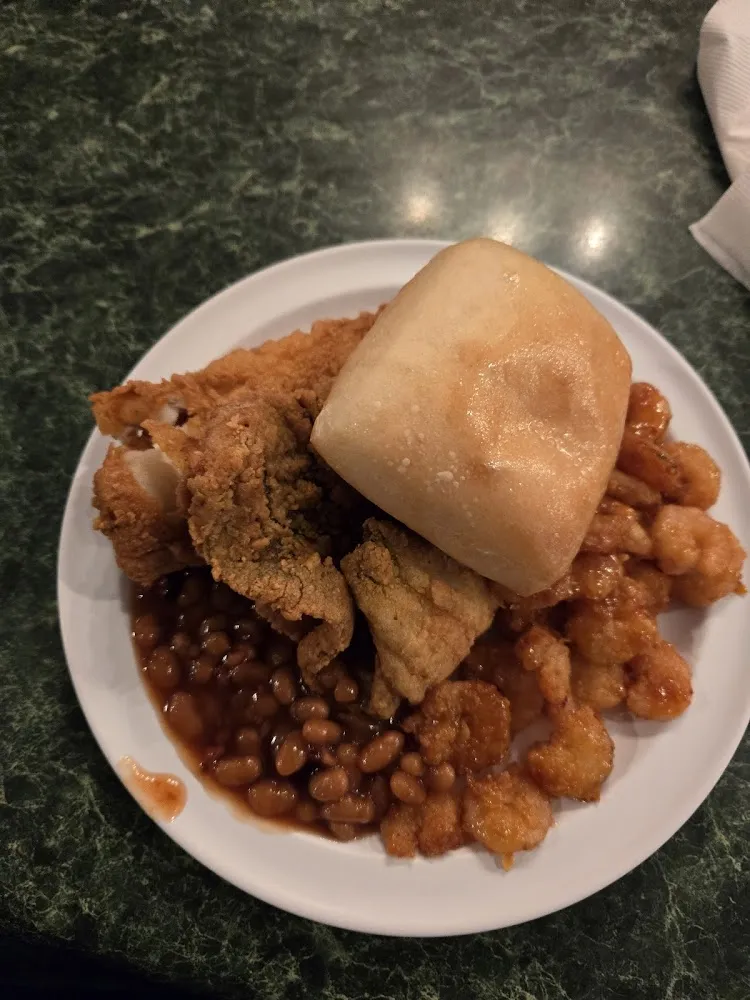 Flounder Shrimp Baked Beans Roll